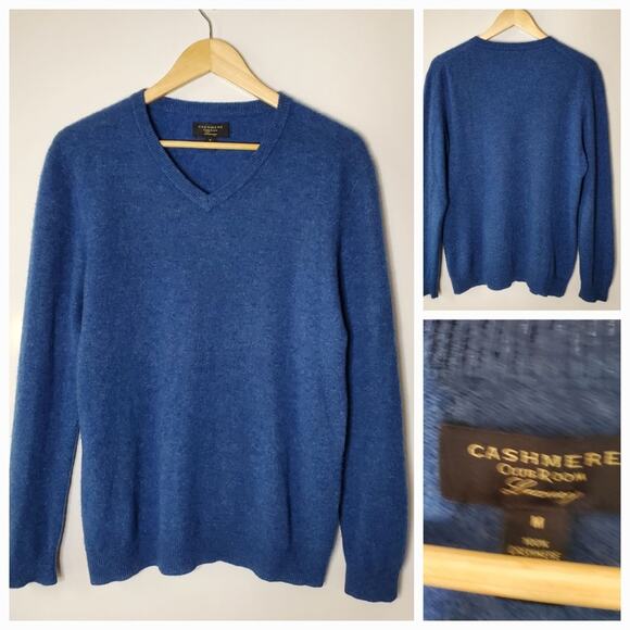 Club Room luxury Cashmere dark blue pull over sweater Size M - Picture 1 of 6